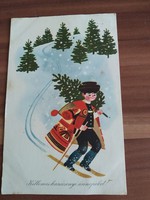 Régi karácsonyi képeslap, rajz:Kecskeméty Károly