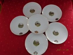 Bavarian German porcelain in six small small plates with different coats of arms and pictures. He has!