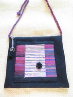 'Twilight' large wool cloth bag with hand-woven insert