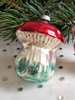Régi üveg karácsonyfa dísz gomba -5cm