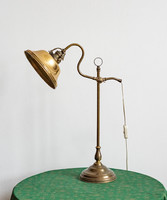 Rézbúrás hattyúnyakú asztali lámpa - bronz banklámpa, íróasztali, irodai, ügyvédi lámpa