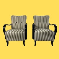 Renovated wildly elegant striped armchair pair