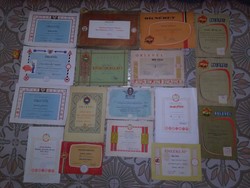 Seventeen socialist diplomas, commemorative cards, etc. - Together