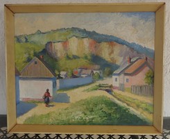 Beazonosítatlan - Jelzett falusi életkép - festmény