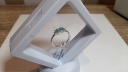 Smaragd és Gyémánt ezüst gyűrű