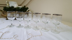 Beautiful stemmed glass with bunch of grapes, gilded rim, 6 pcs.