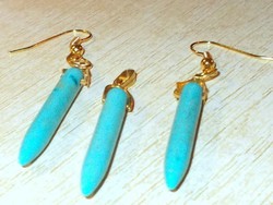 Turquoise mineral spike gold gold filled jewelry set