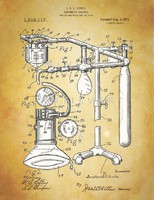 Old medical anesthetic equipment 1919 antique instruments, devices patent drawings, anesthesiology