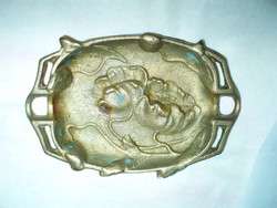 Art Nouveau copper ashtray or business card holder