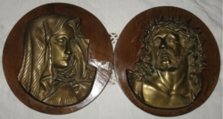 Antique bronze relief holy image mural in pairs