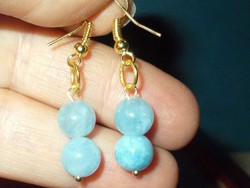 Aquamarine mineral pearl gold gold filled earrings