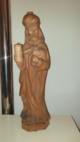 Eladó a képen látható fa szobor Szent Kozma. Magassága: 54,5 cm