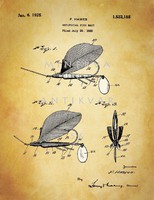 Old antique artificial fly lure 1925 hawkes patent drawing, fly fishing gear story