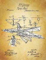 Old antique flying structure 1869 quinby invention patent drawing glider flying flight story