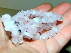 Rose quartz crystal stone necklace with larger eyes