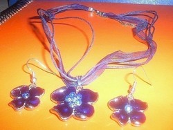 Violet flower craftsman jewelry set