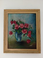 Régi festmény Rózsa, virág csendélet 1939.