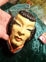 17 X 12 cm, ceramic art deco mask / oriental lady, in beautiful condition. Maybe with tr.