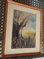 Szomorú fák - impresszionista akvarell festmény