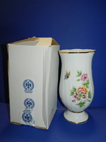 Hollóházi hortenzia mintás váza eredeti dobozában