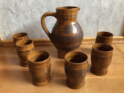 Ceramic wine set / set - jug + 6 glasses