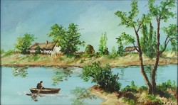 1H025 XX. századi magyar festő : Csónakos