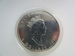 2001 Kanda Juhar 1 uncia 0.999ag szín befektetési ezüst érme