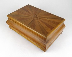 1H038 antique veneer inlaid wooden box card box