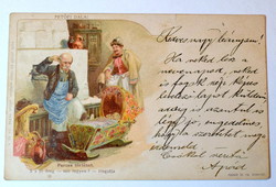 Antique motif postcard Petőfi songs strange story