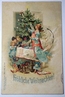 Antik Gebrüder Obpacher képeslap  Karácsony angyal játékok  1898
