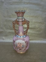 1 HUF auction! Zsolnay baroque, putto scene vase. 1880s.