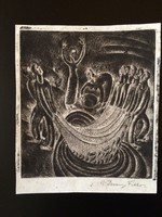 Viktor Jeney - Fishermen / Jesus and the Disciples, 1920s, etching, from the legacy of Endre Hunter