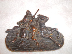 Antique bronze equestrian grave tray
