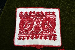Antique ethnographic embroidered needlework embroidery Transylvanian written decorative pillow decoration 50 x 41 cm damaged!