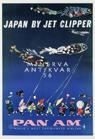 Vintage régi utazási reklám Japán Távol-Kelet koinobori  repülő hal ünnep 1960 modern REPRINT plakát
