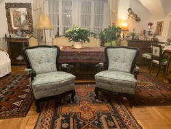 Luxury quality! Exquisite armchairs renovated with beautiful fabric in pairs
