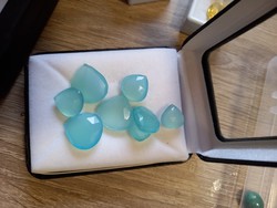 Premium quality faceted drop-shaped chalcedony