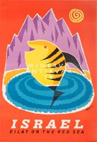 Vintage  régi utazási reklám 1959 Izrael Eilat Vörös-tenger búvárkodás hal turizmus REPRINT plakát