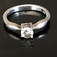 Silver soliter ring with zirconia stone, 17.5 mm inner diameter