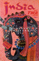 Vintage régi utazási reklám India Távol-Kelet festett díszes elefánt 1960 modern REPRINT plakát