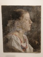Antik,női portré-1890! - eredeti, szignózott,csodálatos, restaurálandó!- 1 forintról!