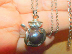 Tahiti night black genuine pearl Tibetan silver antique necklace
