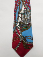 Vintage valódi selyem fregattos olasz nyakkendő