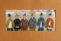Men in hats with pastel painting 33x48cm figurines in hats