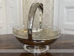 Art-deco serving platter with antique silver handles