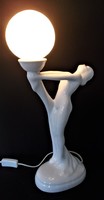 Álomszép, nagy méretű, art deco, nő alakos porcelán lámpa