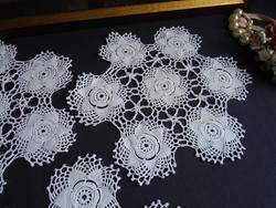 28.5 Diam. 3 Pcs. Crocheted, special, decorative cotton lace tablecloths.