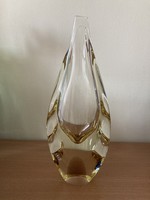Retro Czech yellow / brown glass vase (miroslav klinger)