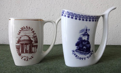 2 Czech drinking glasses with medicinal water