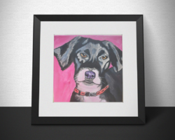 Fekete labrador kutya - akril festmény